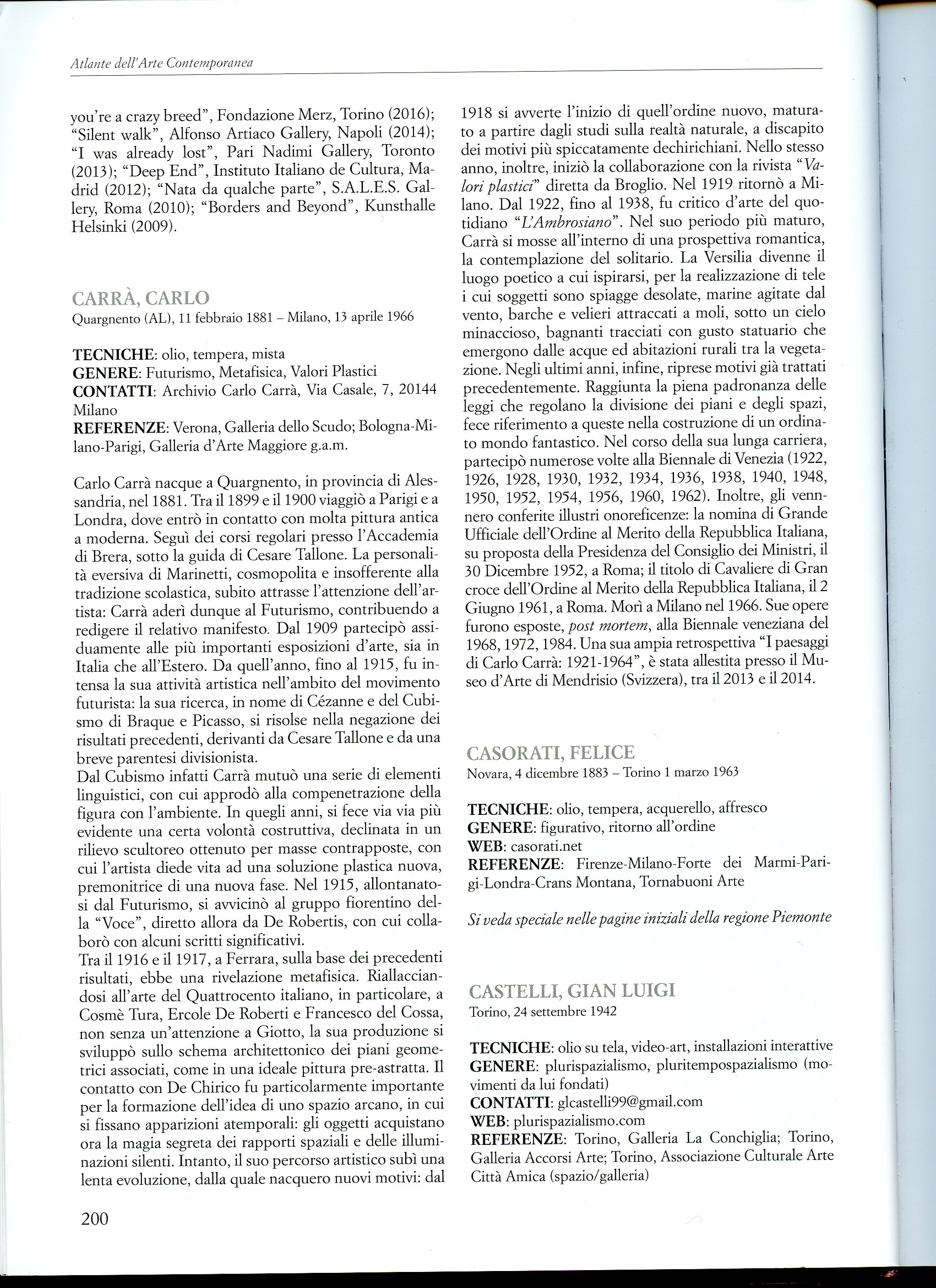 Enciclopedia Atlante della Arte Contemporanea De Agostini 2018  pag  200
